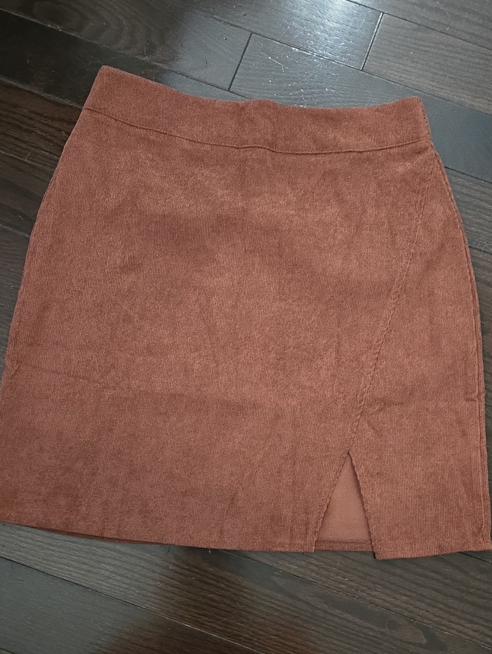 SHEIN Rust Brown Textured Mini Skirt with Front Slit